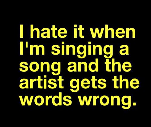 i hate it when im singing a song and the artist gets the words wrong