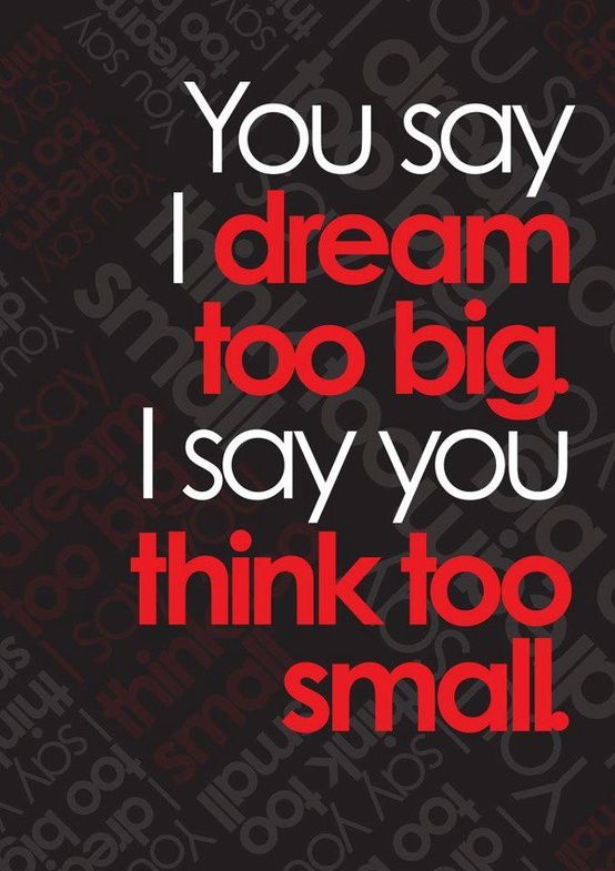 You say I dream too big. I say you think too small.